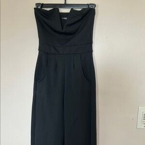 Boohoo Petite V plunge neck strapless jumpsuit